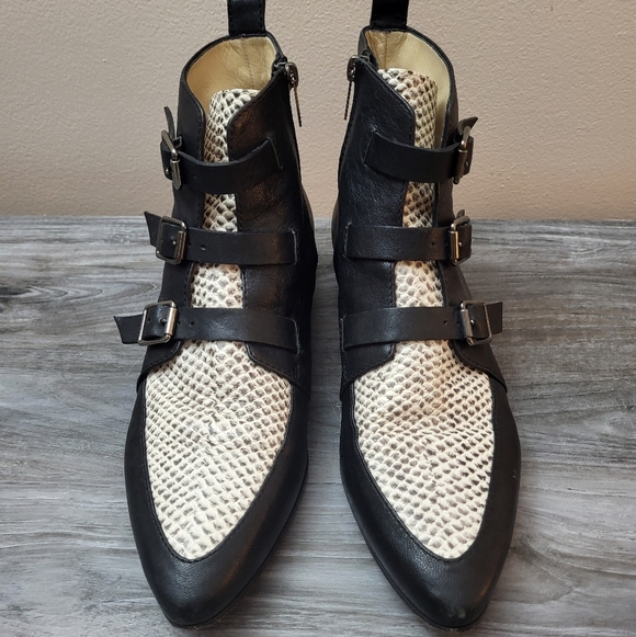 Jimmy Choo Marlin Black & Snake Embossed Leather Ankle Boots Size 40 - Picture 3 of 13